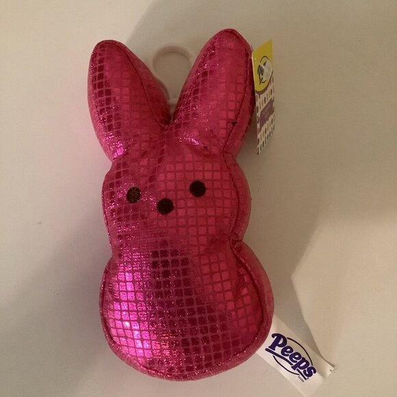 Peeps Disco Bunny Hot Pink Plush With White Clasp, Approx 6 Inches New With Tags - Picture 1 of 5